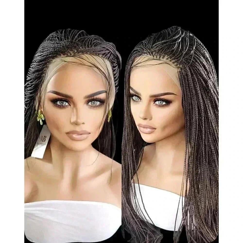 Micro Millions Braids Full Lace Closure Wig in Black Handcrafted, Lightweight.